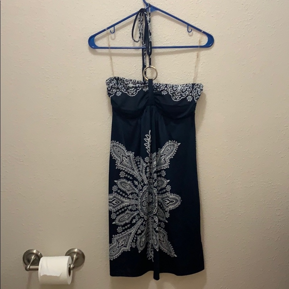 Navy blue and white dress